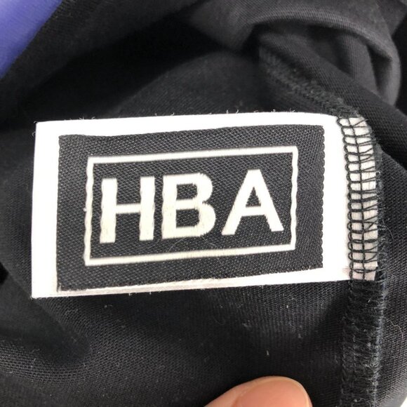 Hood By Air Blue and black/white Colorblock Striped Logo T-Shirt size S - Picture 14 of 16